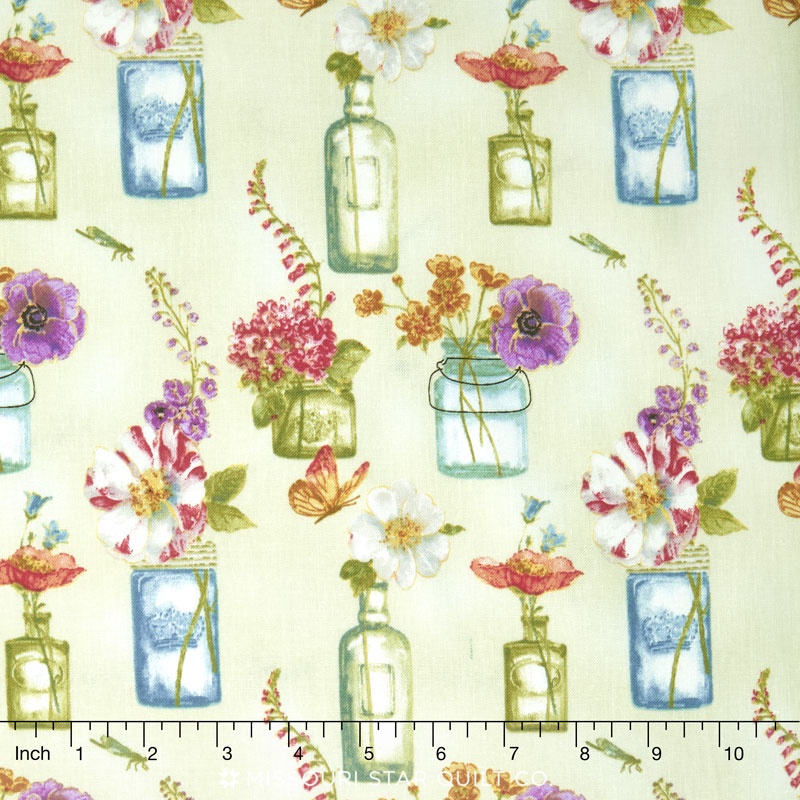 Rainbow Seeds - Floral Vases Green Yardage