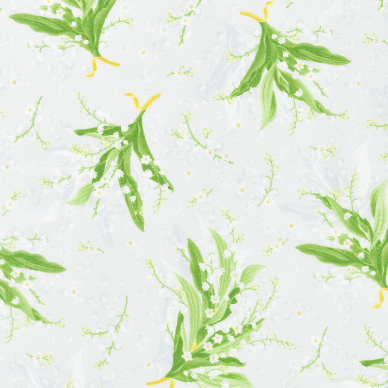 Greenery - Tossed Lily Grey Yardage