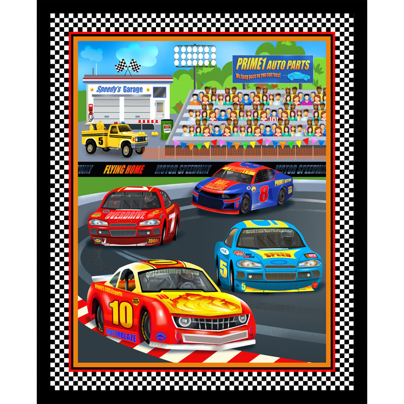 Start Your Engines - Race Track Banner Black Panel