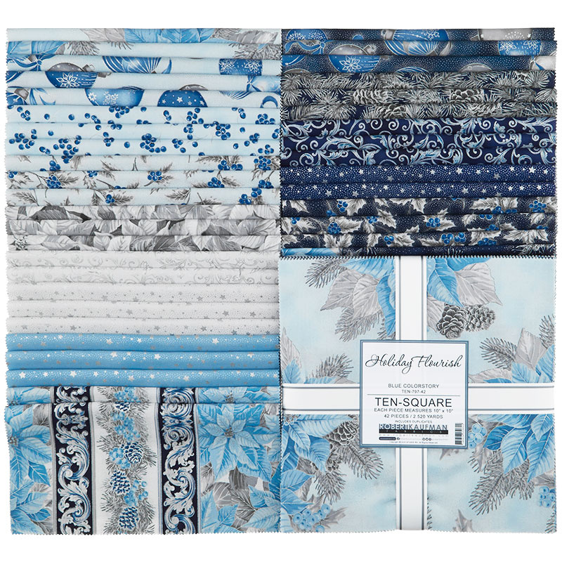 Holiday Flourish 13 Blue Metallic Ten Squares