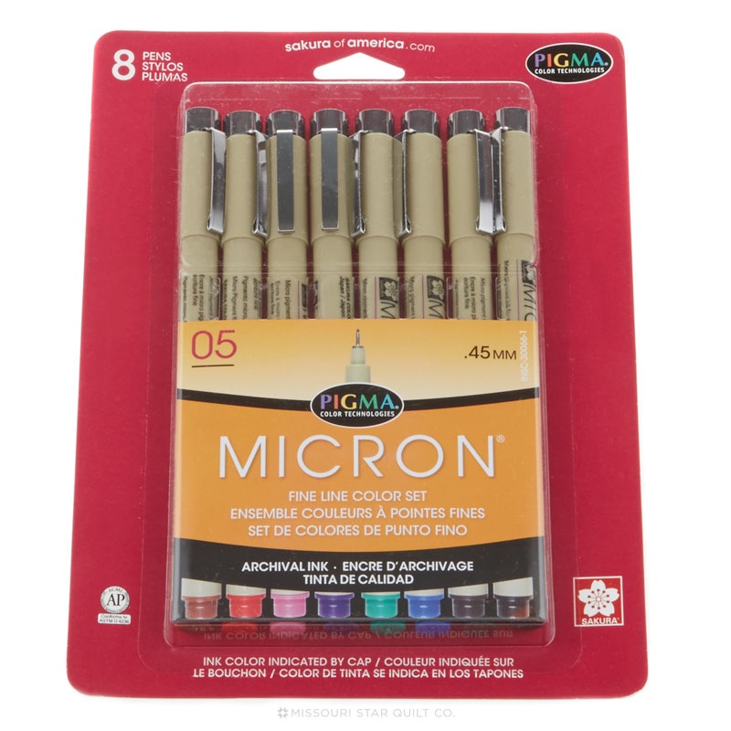 Pigma Micron 05 Pen .45mm 8 Color Set