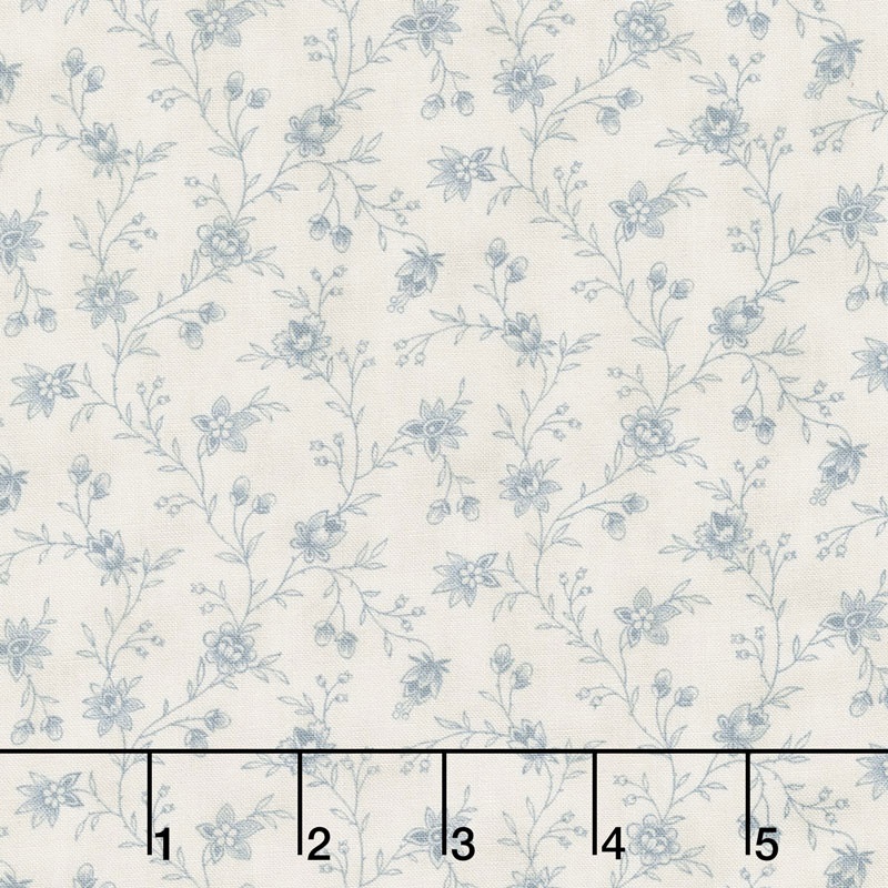Snowberry - Floral Vine Cloud Sky Yardage