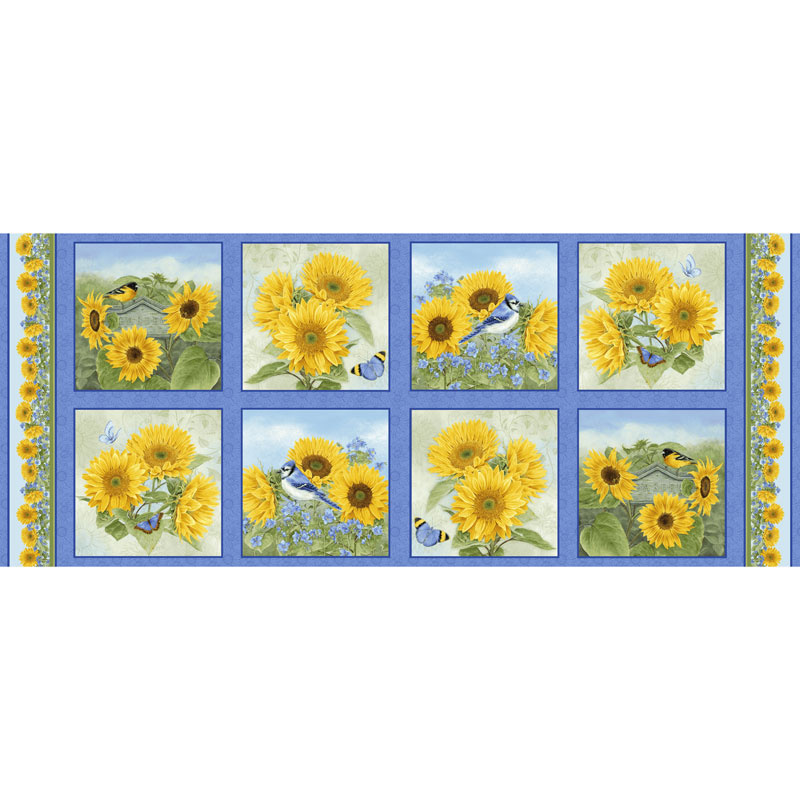My Sunflower Garden - Block Blue Panel