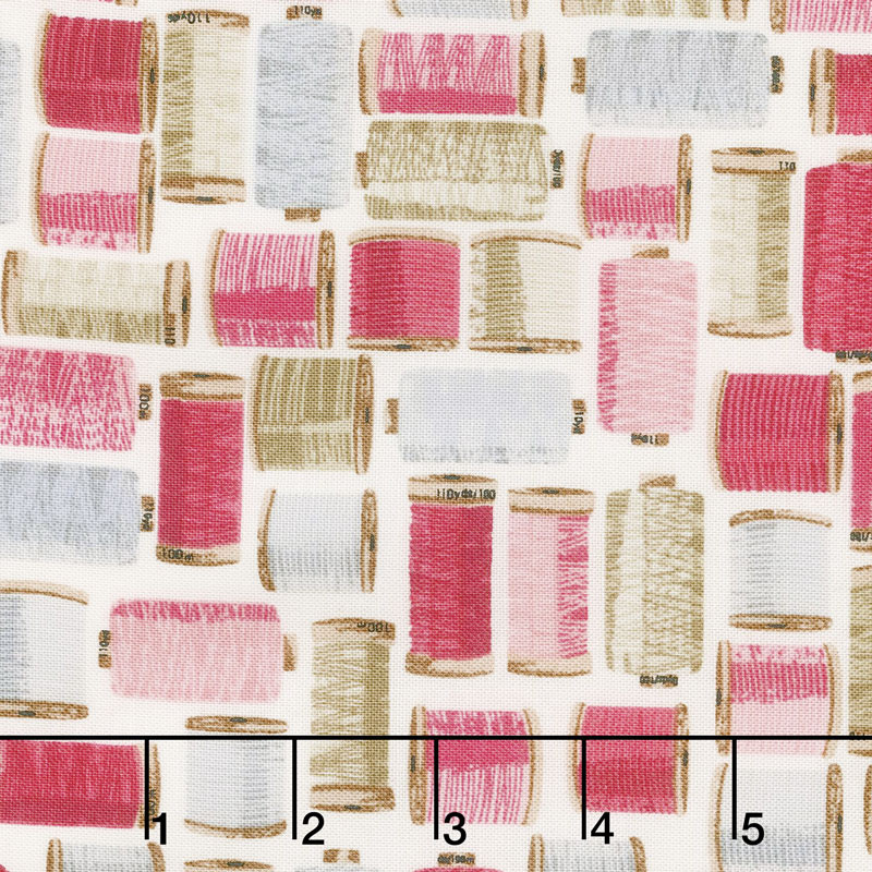 Stitch in Time - Thread Spools Pink Yardage