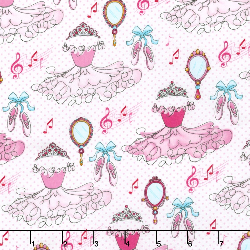 Bella-rina - Tutu and Tiara Pink/White Yardage