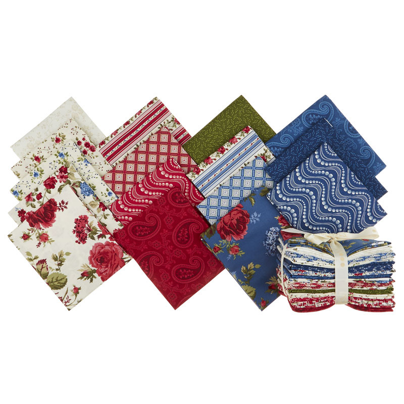 Red & Blue...and Roses Too! Fat Quarter Bundle