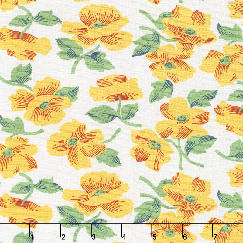 Feed Sacks: Red Rover - Prairie Rose Sunshine Off White Yardage