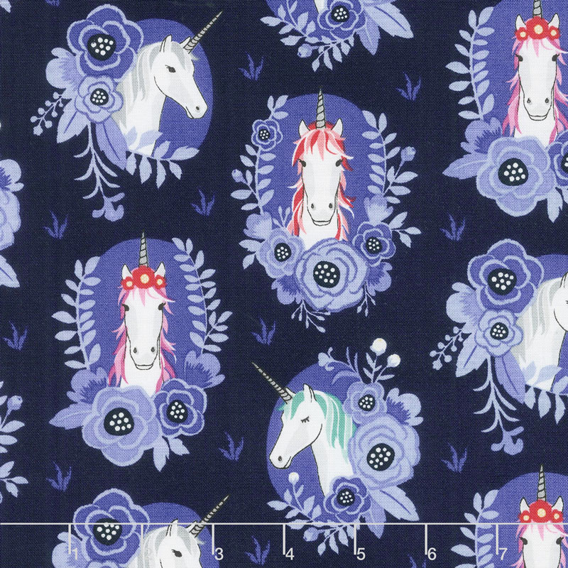 My Unicorn - Portrait Navy Yardage