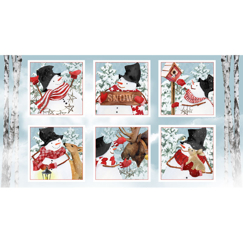 Snow Days - Snowmen Block Blue Panel