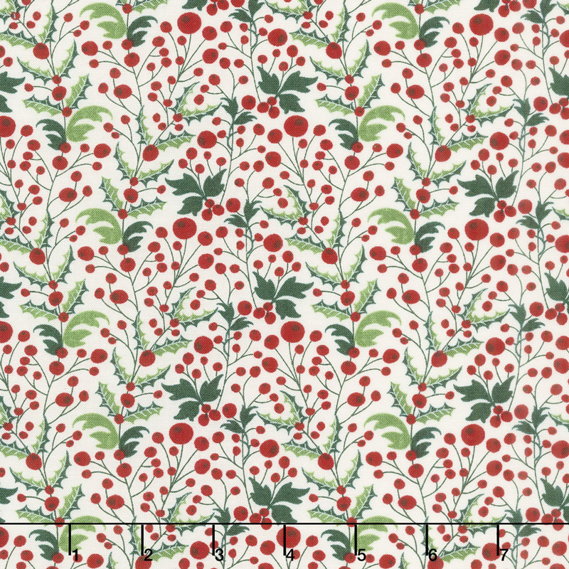 Kringle and Claus - Holly Berry Snow Yardage