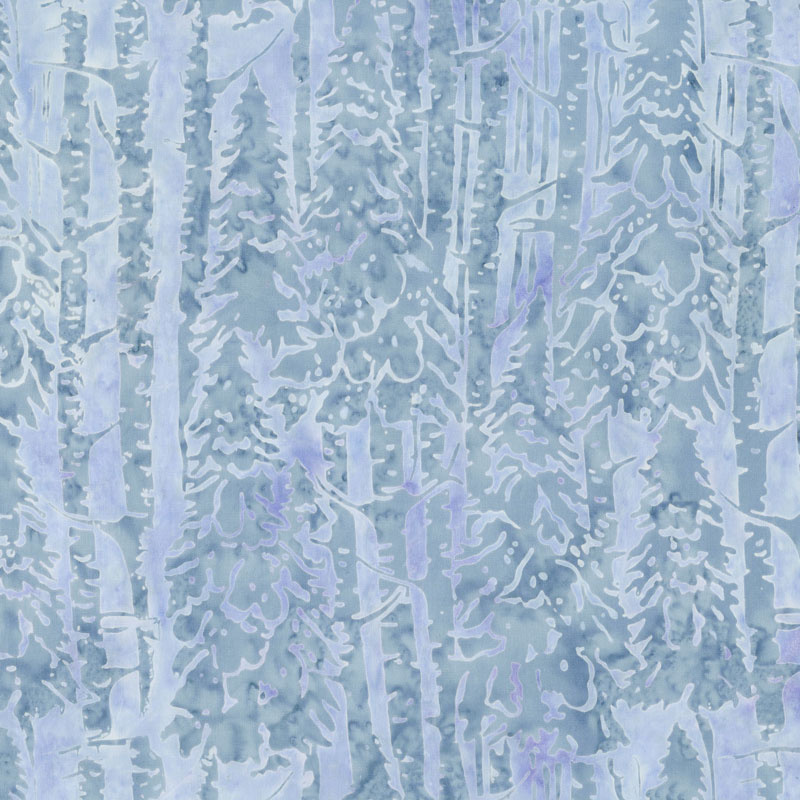 Icicle Batiks - Snow Trees French Blue Yardage