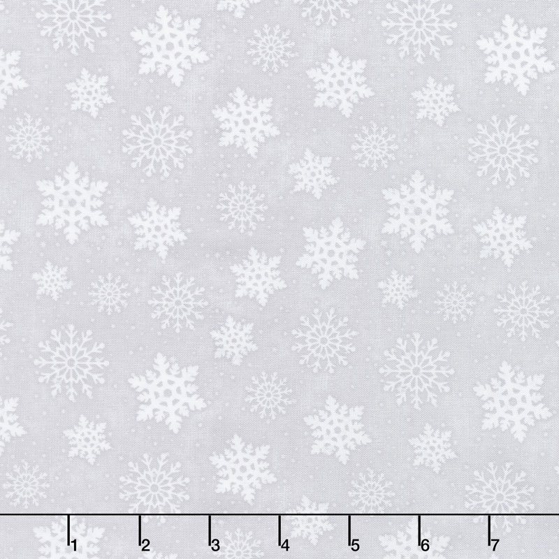 Snowy Wishes - Snowflakes Gray Yardage