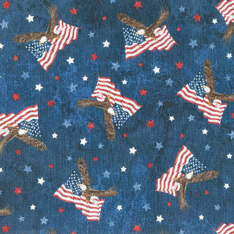 Stonehenge Stars and Stripes VIII - Soaring Eagles Navy Multi Yardage