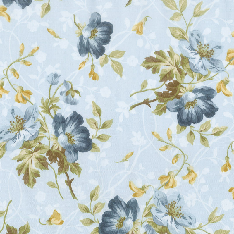 English Countryside - Spaced Floral Light Blue Yardage
