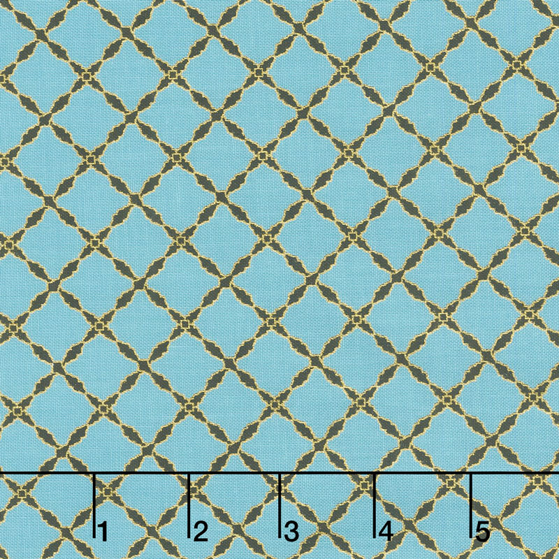 Grand Illusion - Lattice Turquoise Metallic Yardage