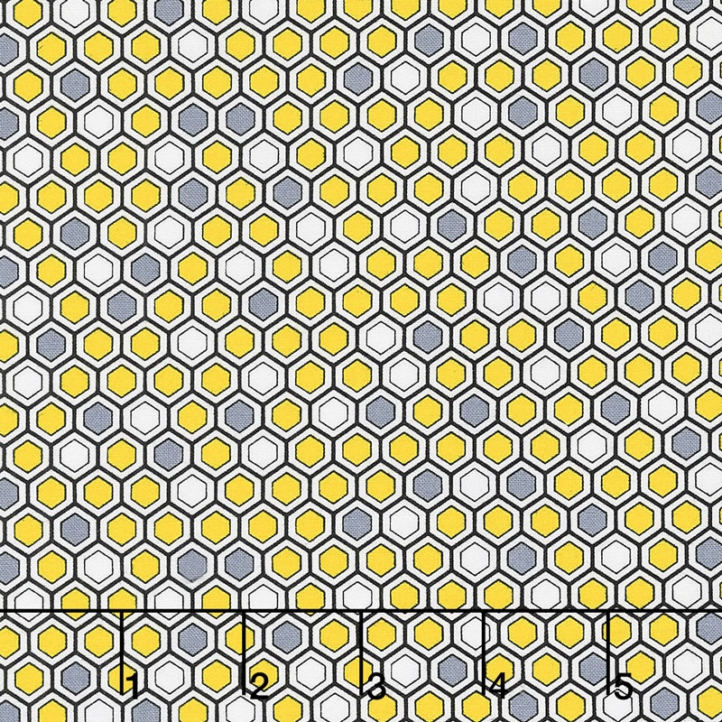 Bumble Bumble - Honeycomb Geo Yellow/Grey Yardage