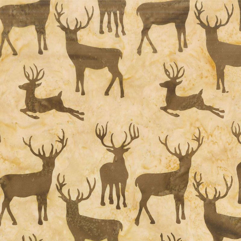Oh Deer Batiks - Deer Groupings Sahara Yardage