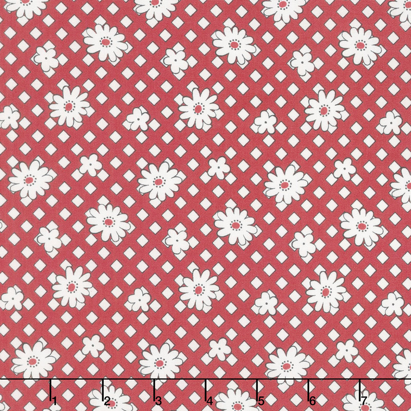Lottie Ruth - Geo Floral Red Yardage