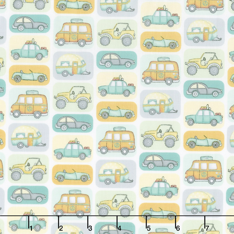 Road Trippin' - Transport White Yardage