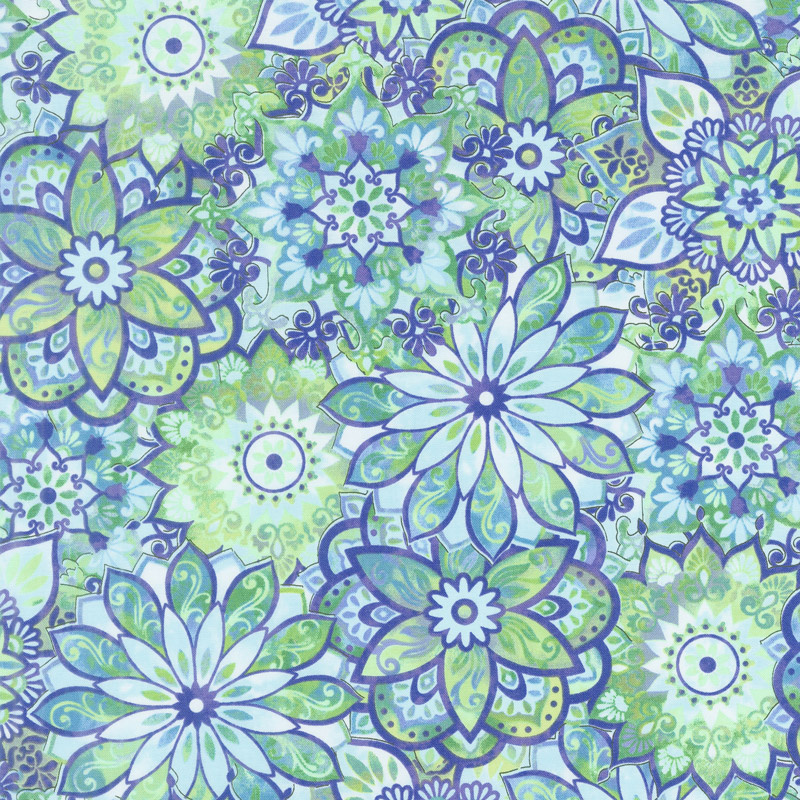 Feather & Flora - Medallion Light Spruce Yardage