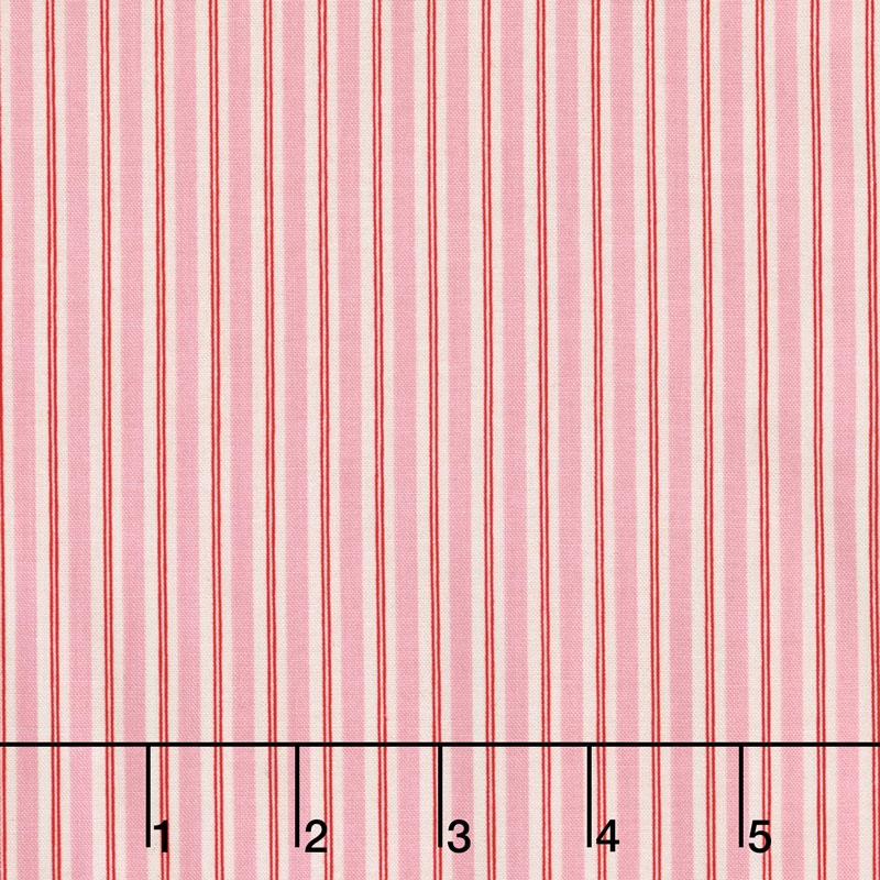 Kewpie Christmas - Christmas Stripes Pink Yardage