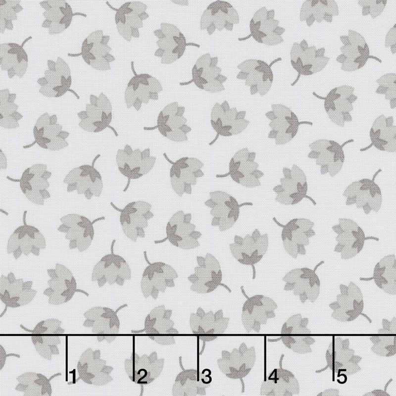 Arctic - Flowers Grey Yardage
