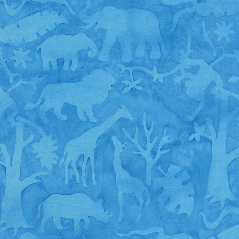 Petting Zoo Batiks - Jungle Animals Turquoise Yardage
