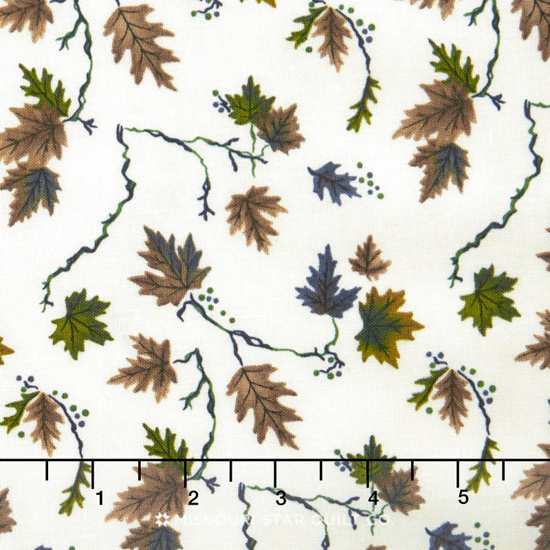 River Journey - Summer Leaves Slate Blue Yardage