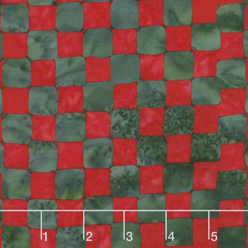Candy Cane Lane Batiks - Check Grass Yardage