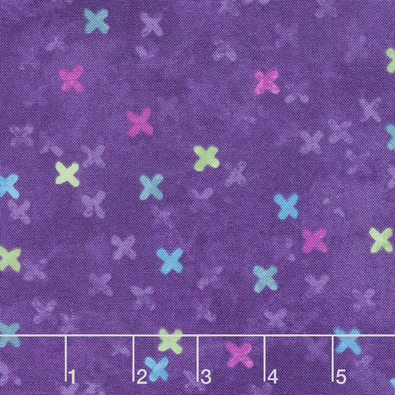 X's and O's - Wild Orchid Big Kisses Purple Multi Yardage