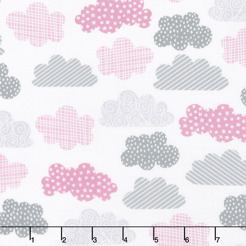 One Sheep, Two Sheep - Clouds Allover White Yardage