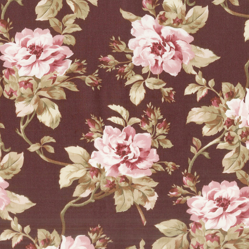 Burgundy & Blush - Trailing Roses Burgundy Yardage