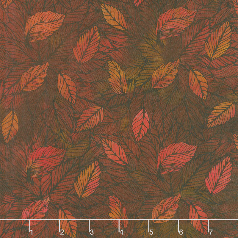 Seasons - Leaves Spice Digitally Printed Yardage