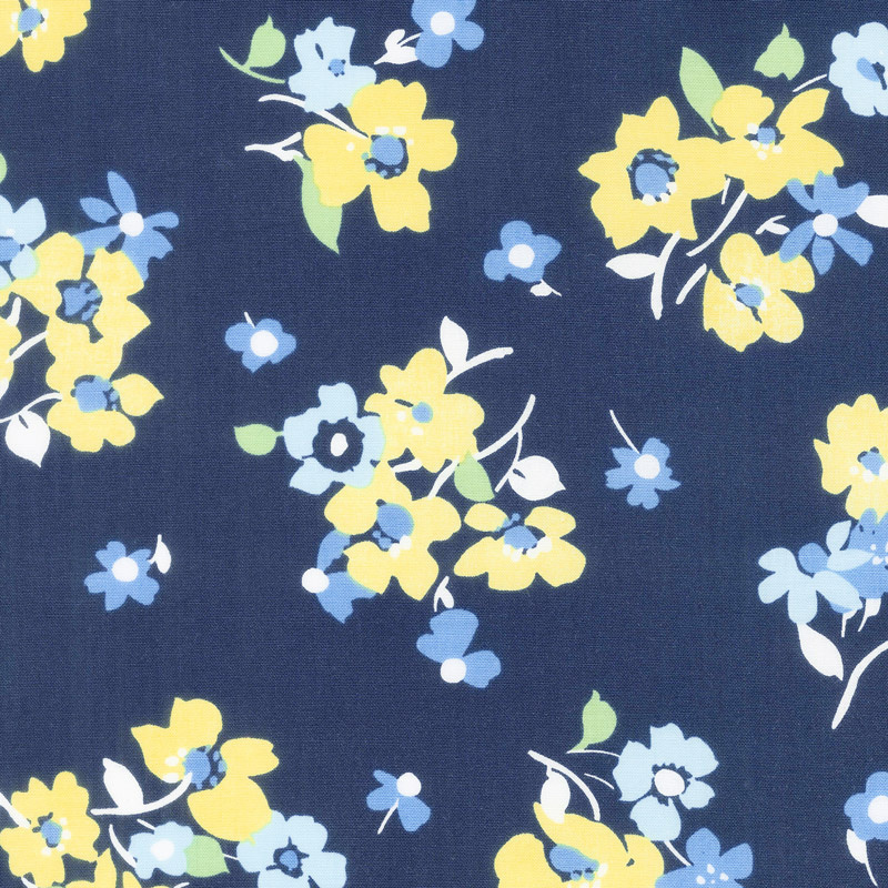 Only You - Tossed Floral Blue Yardage