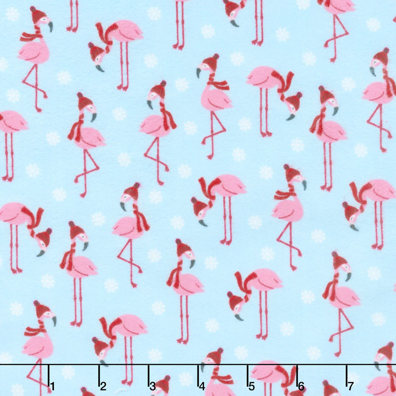 Bundled Buddies - Flamingos Aqua Flannel Yardage
