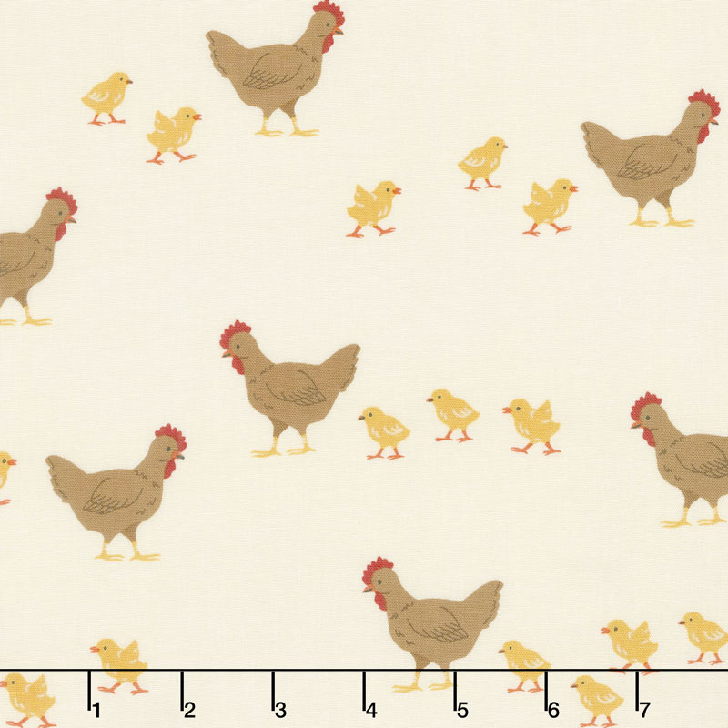 What do the Animals Say? - Chickens Ivory Yardage