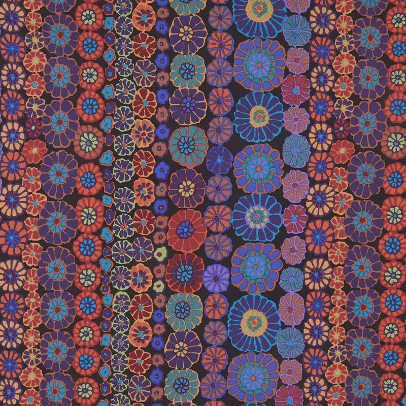 Kaffe Fassett Collective Fall 2018 - Night Row Flowers Dark Yardage