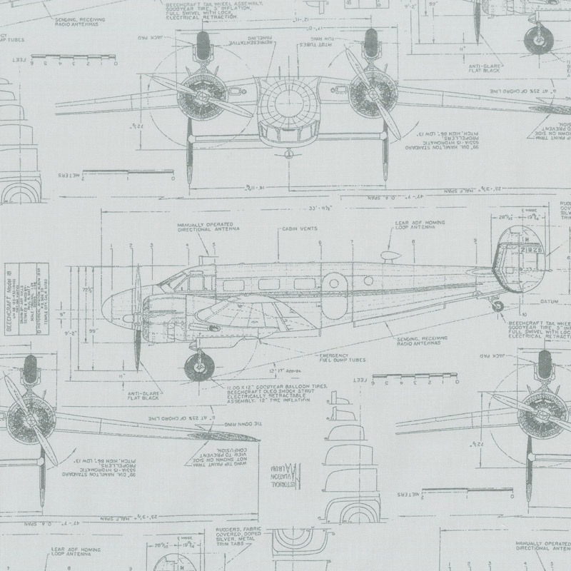 Modern Backgrounds More Paper - Aircraft Zen Grey Yardage