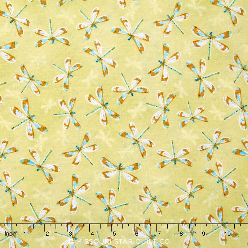 Rainbow Seeds - Dragonflies Allover Green Yardage