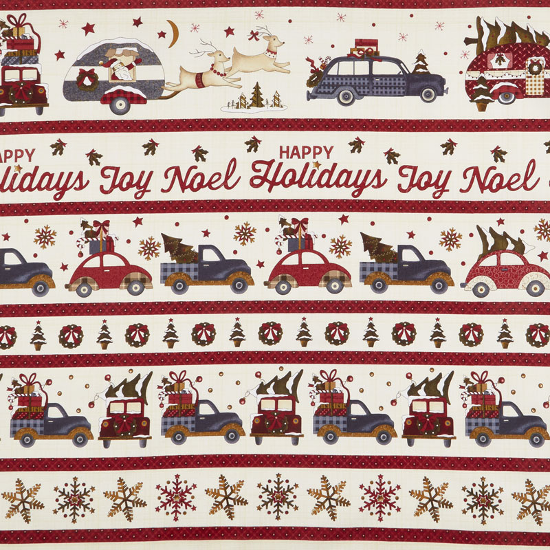 Buttermilk Winter - Border Stripe Cream Yardage