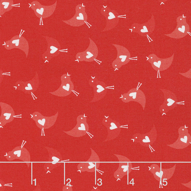 Red-iculously in Love - Love Birds Tonal Red Yardage