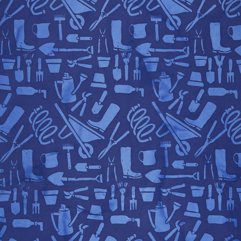Garden Party Batiks - Garden Tools Blueberry Yardage