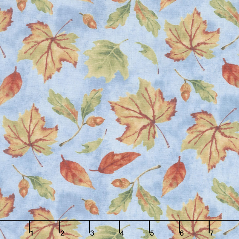 Deer Meadow - Leaves Blue Yardage