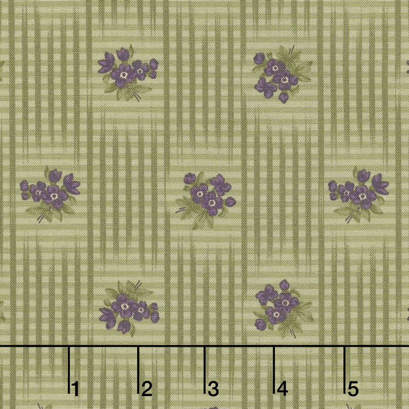 Sweet Violet - Gingham & Floral Leaf Yardage