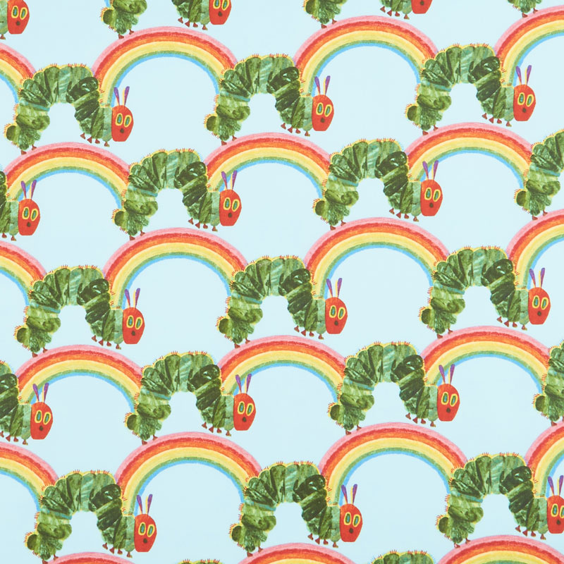 The Very Hungry Caterpillar - Bright Rainbow Teal Yardage