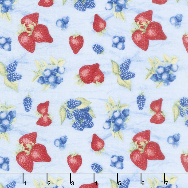 Berry Sweet - Tossed Berries Blue Yardage