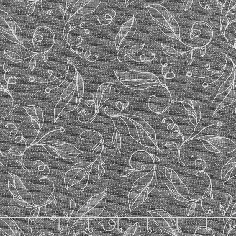 Sweet Pea & Lily - Swirly Leaves Stormy Yardage