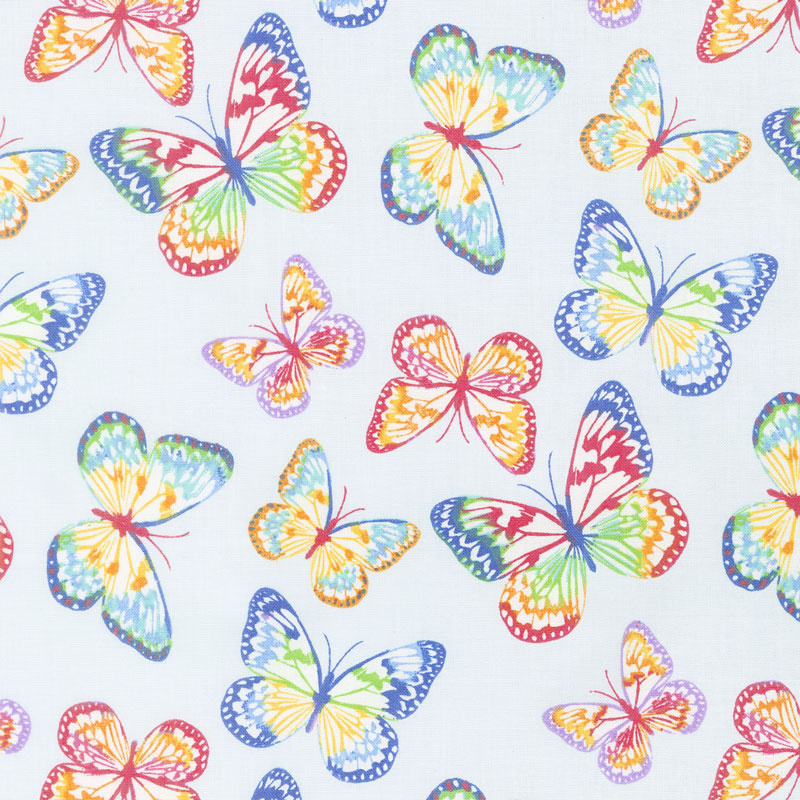 Emelia's Dream - Butterflies Light Blue Yardage