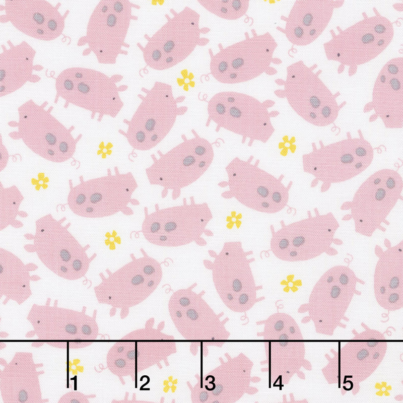 Wildflower Farm - Pigs White Yardage