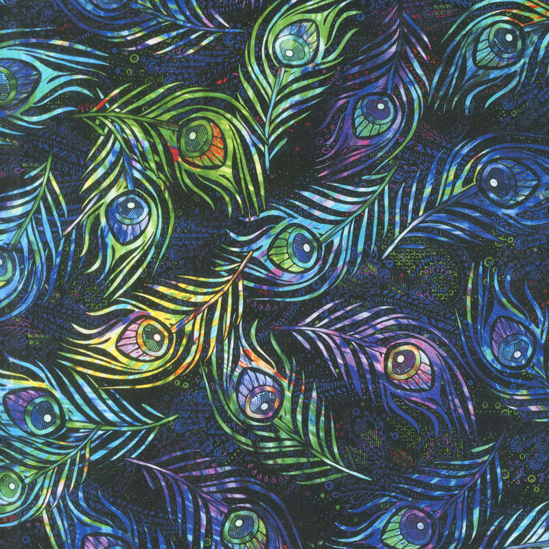 Starlight & Splendor - Fine Feathers Moonlit Digitally Printed Yardage